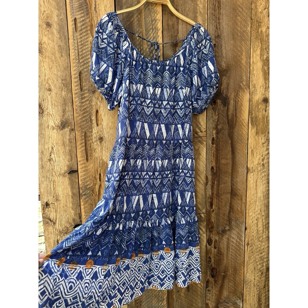 NWT M Coastal Maritime Boho Lagenlook Balloon Sleeves Western Cottage Nautical - Picture 2 of 10